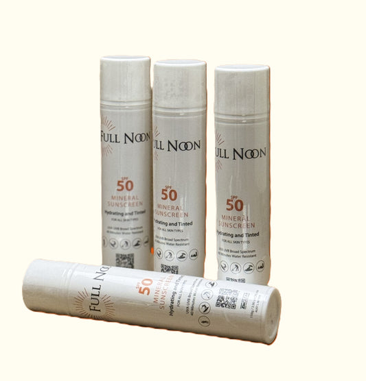 4 x 110g - Fullnoon SPF50 Mineral Sunscreen - Hydrating & Tinted Blend - daily face