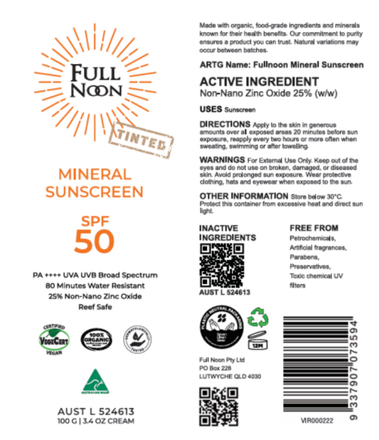 Tinted Fullnoon Mineral Sunscreen SPF 50 – Daily Face 100g