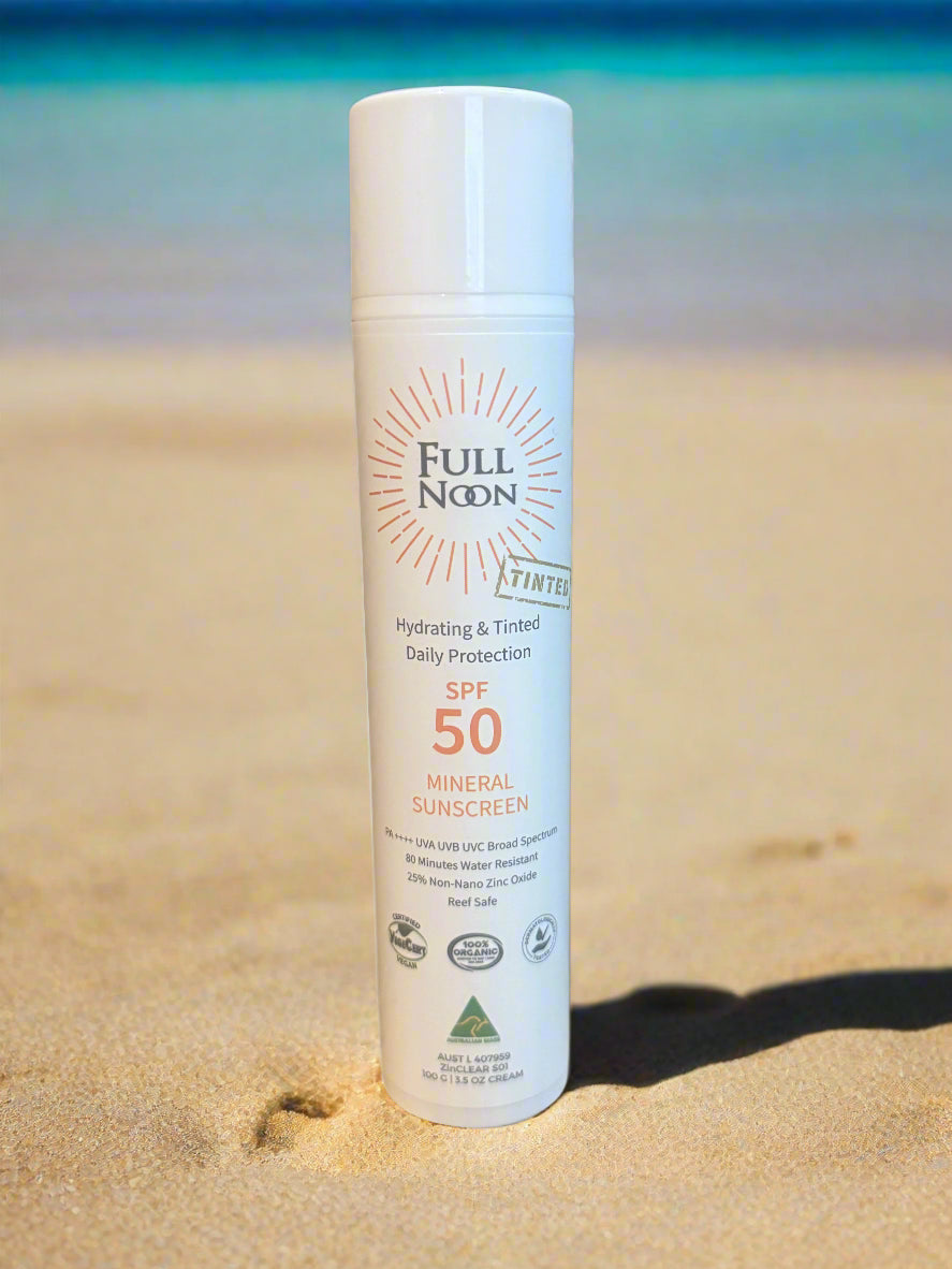 1 x 100g - Fullnoon SPF50 Mineral Sunscreen - Hydrating & Tinted Blend - daily face