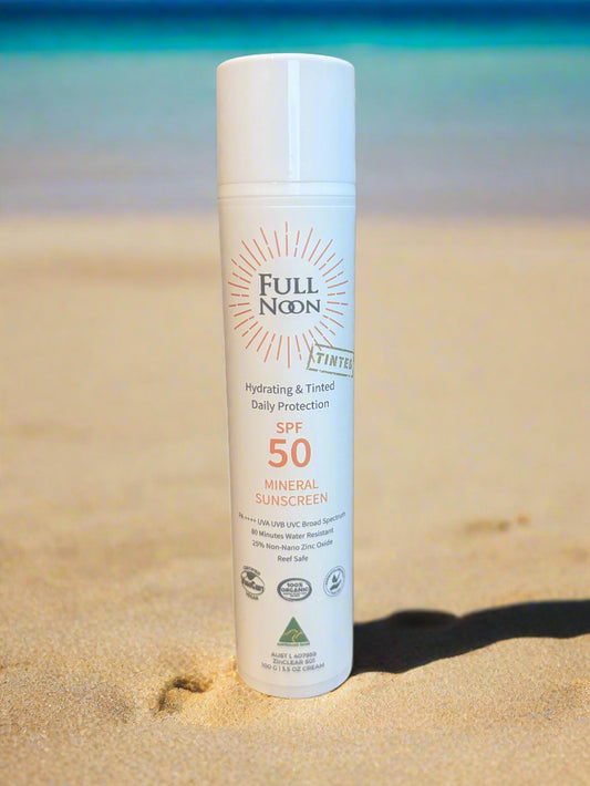 1 x 100g - Fullnoon SPF50 Mineral Sunscreen - Hydrating & Tinted Blend - daily face